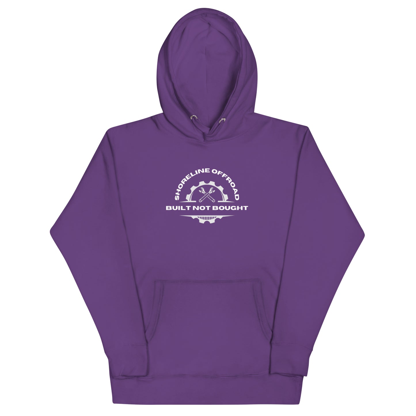 a purple hoodie with a white logo on it