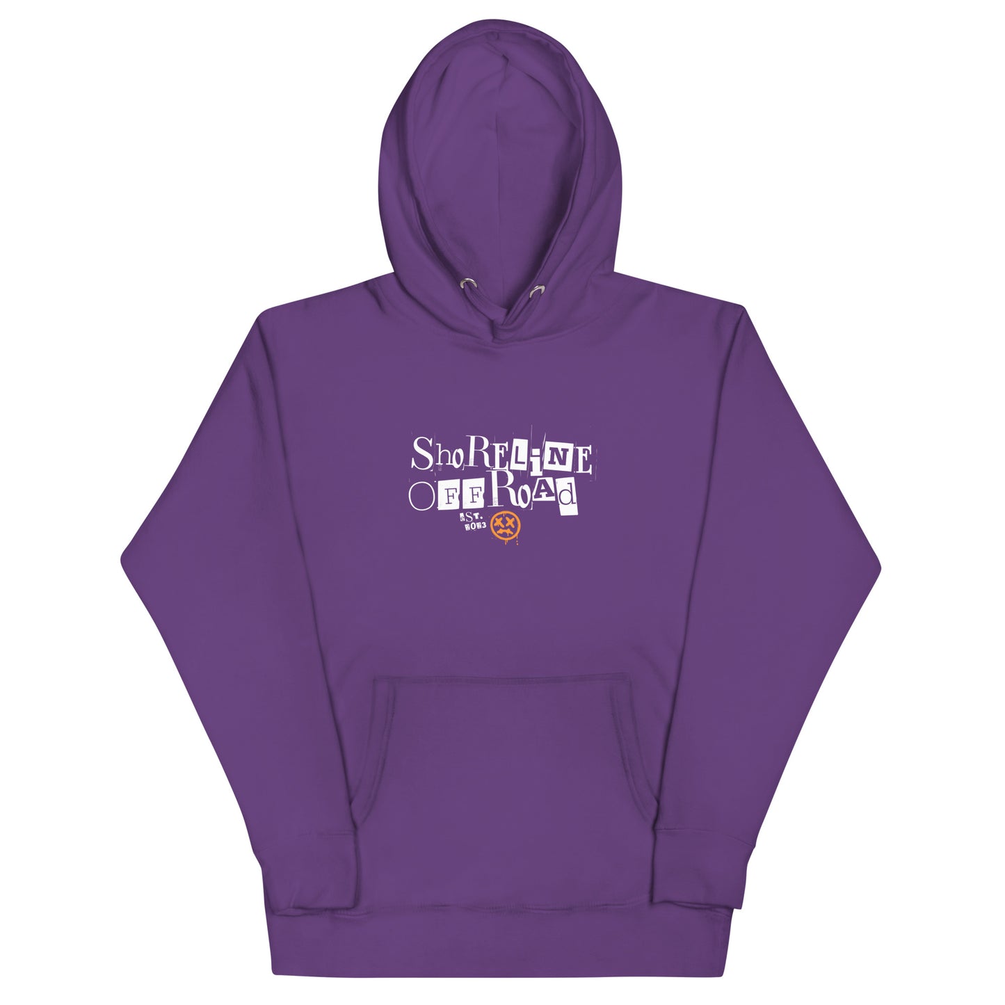 a purple hoodie with a white logo on it