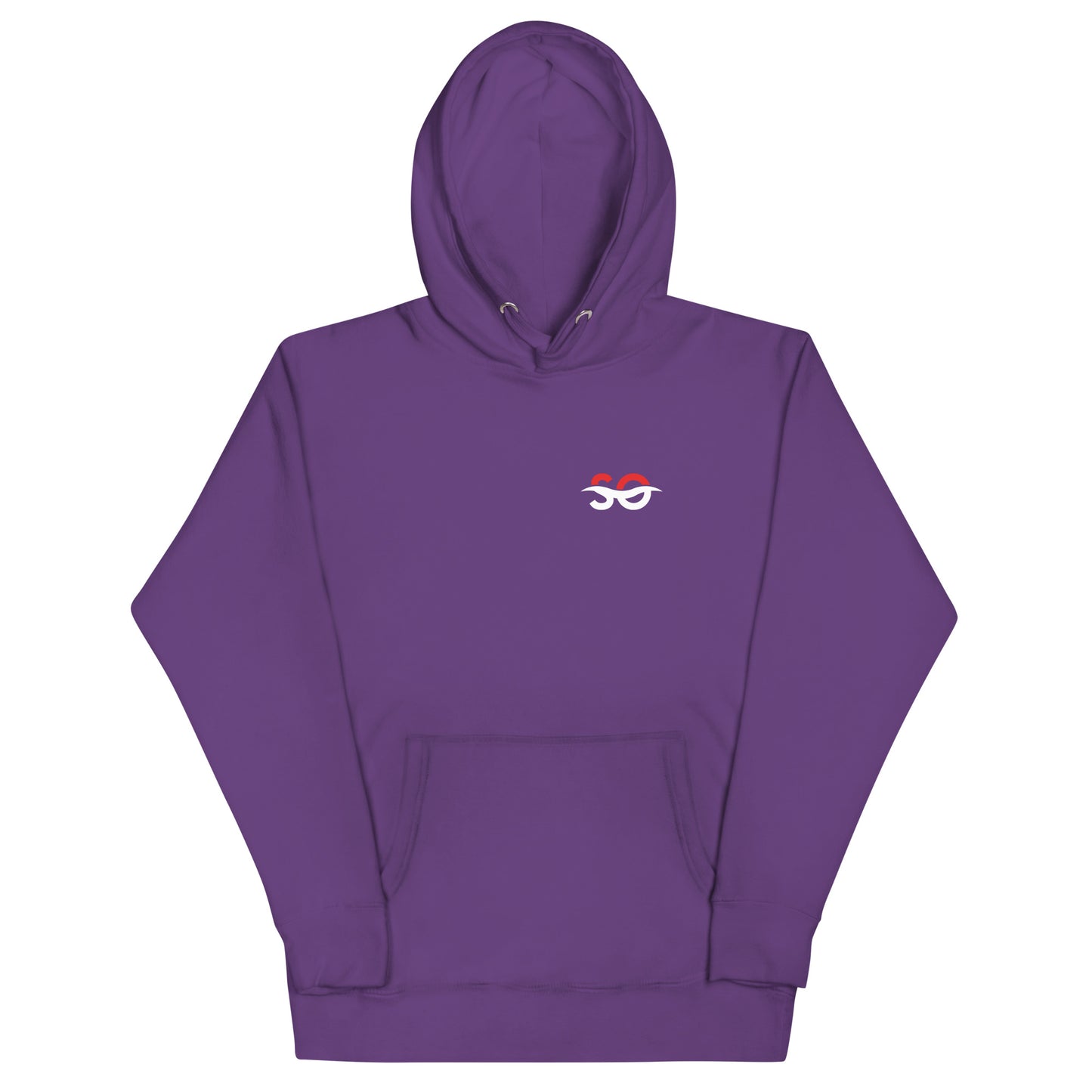 a purple hoodie with a red eye on it