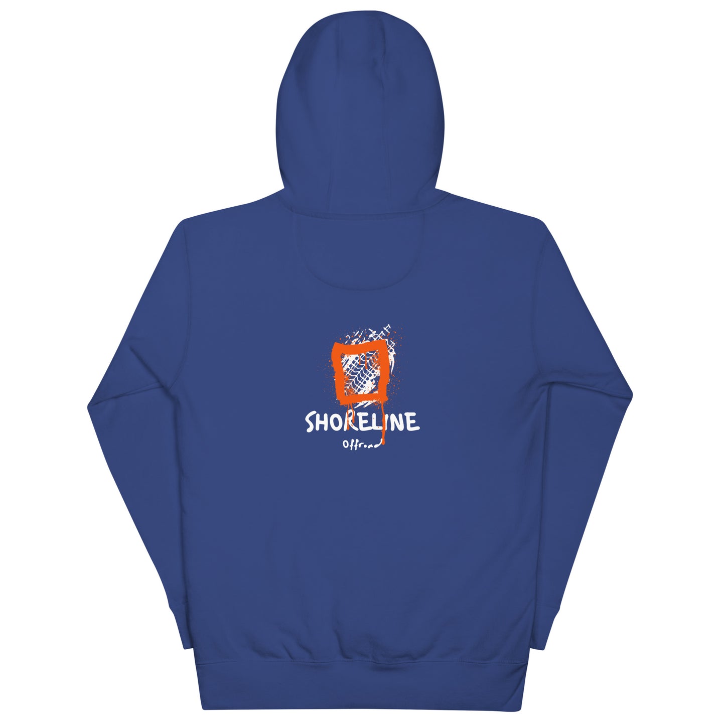 a blue hoodie with the words shoreline on it