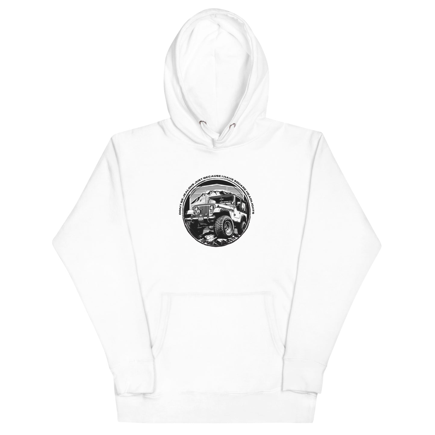 a white hoodie with an image of a truck