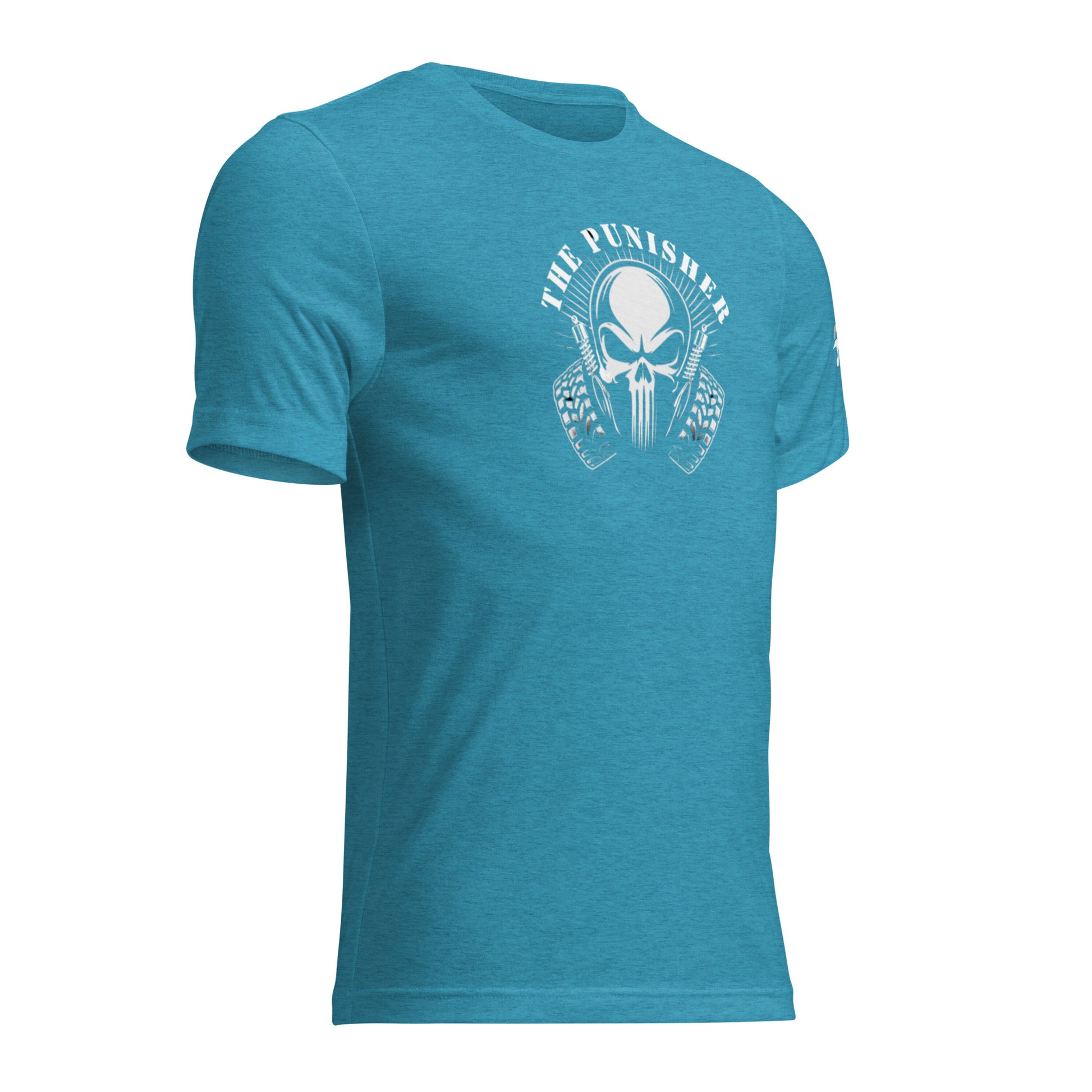 a blue t - shirt with an image of a skull on it