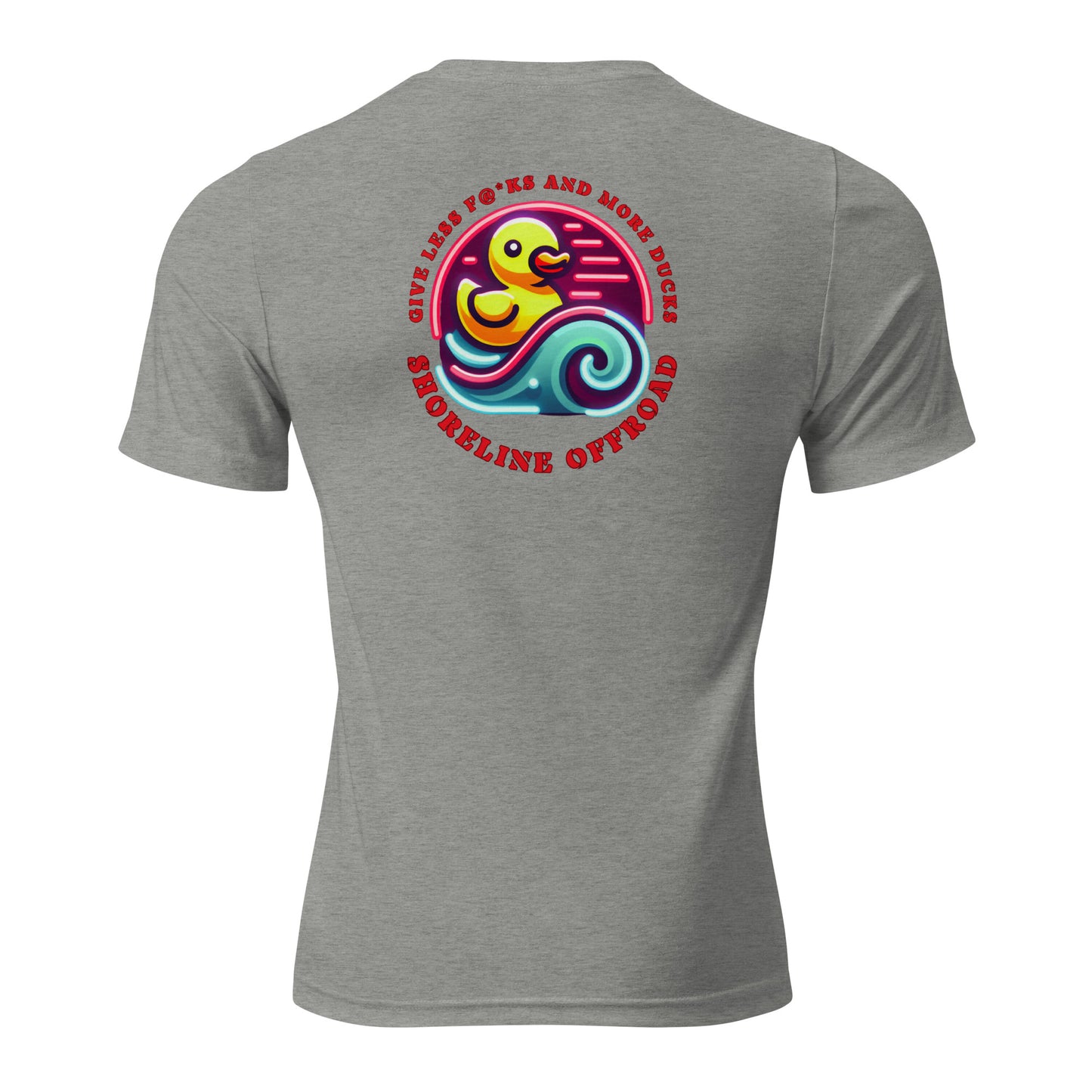 a grey t - shirt with a colorful fish on it