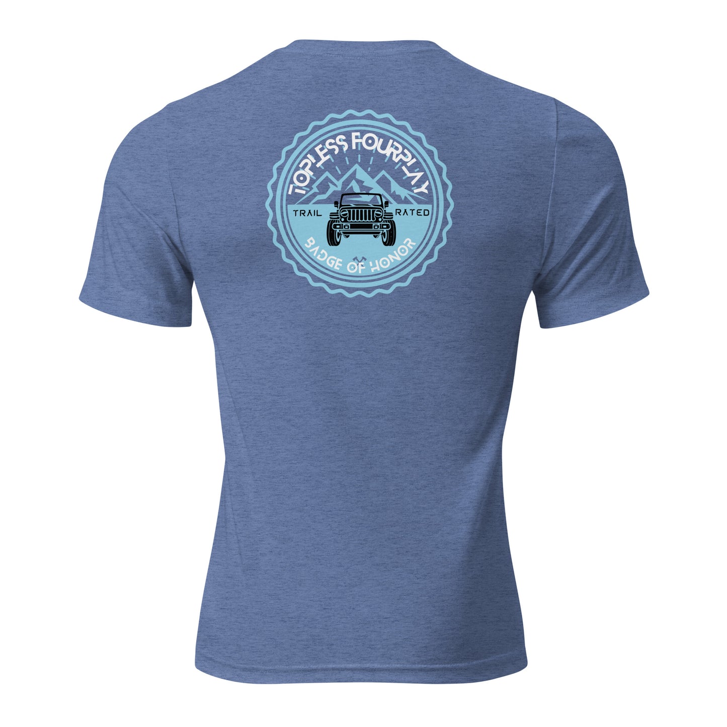 a blue t - shirt with a picture of a truck on it