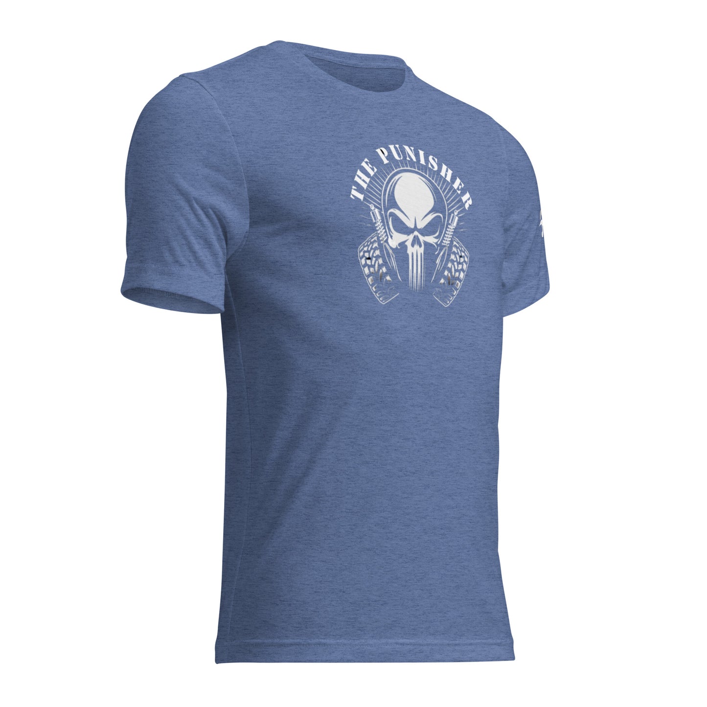 a blue t - shirt with an image of a skull on it