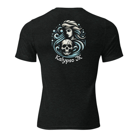 a black shirt with a skull and a woman's face