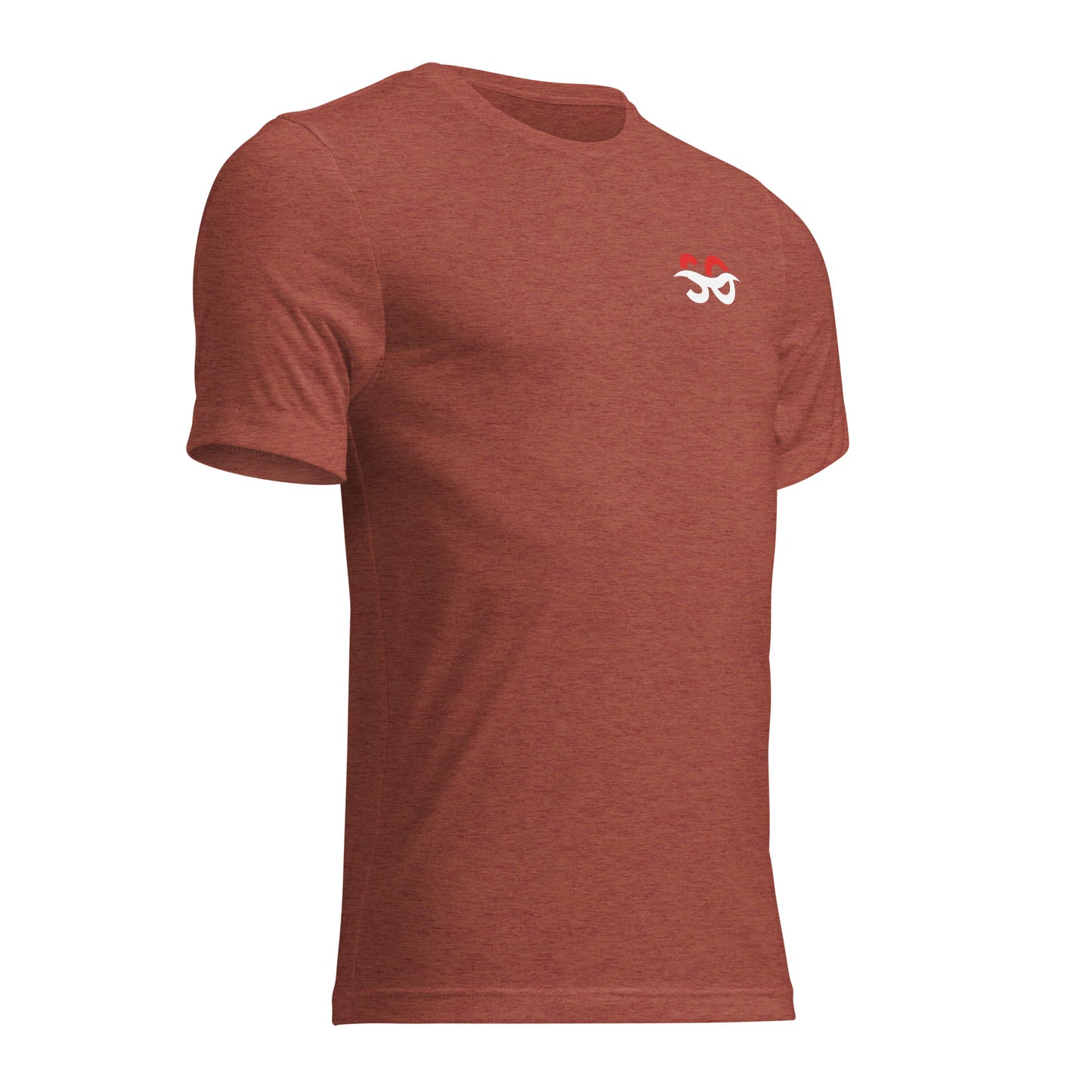 a red shirt with a white logo on the chest