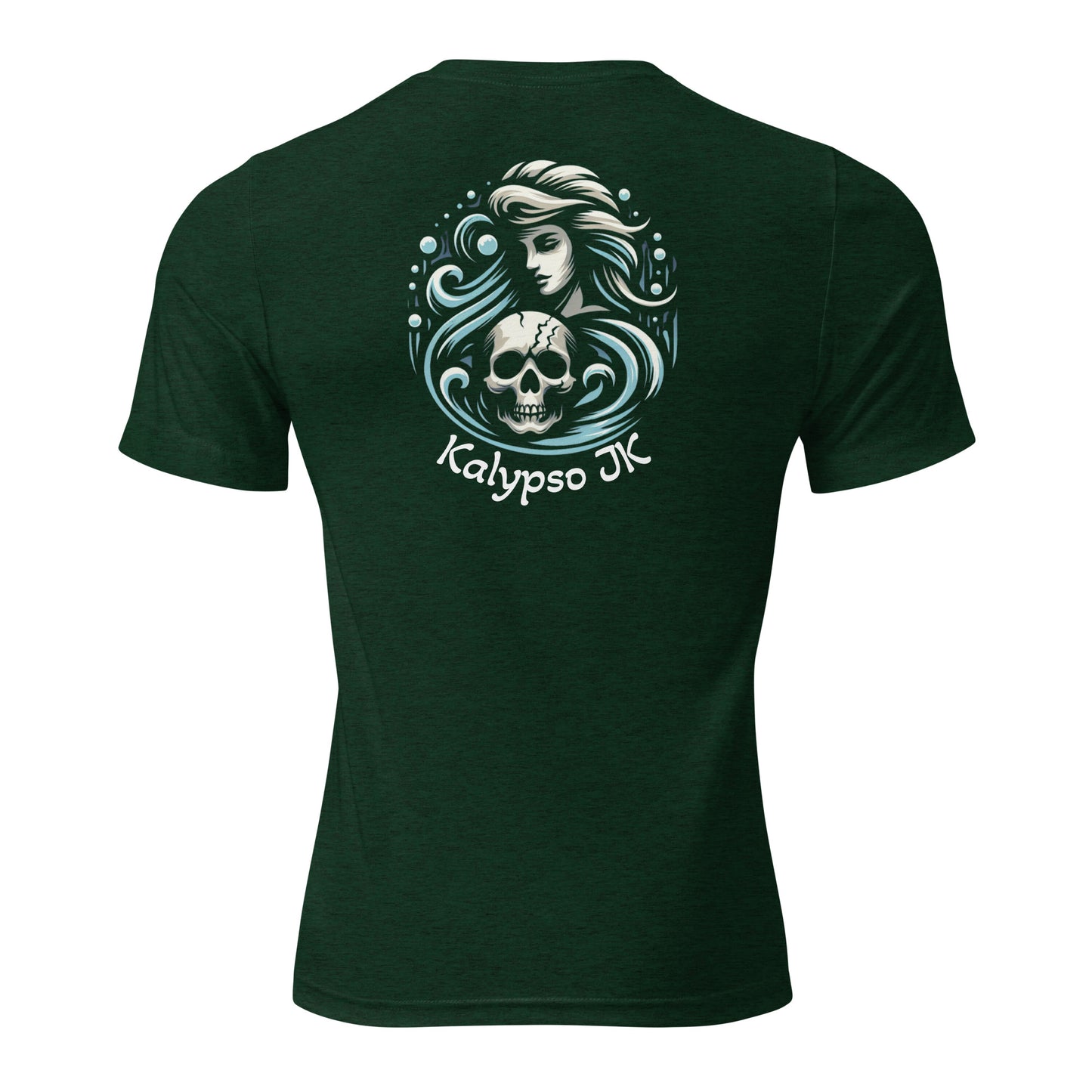 a t - shirt with a woman and a skull on it