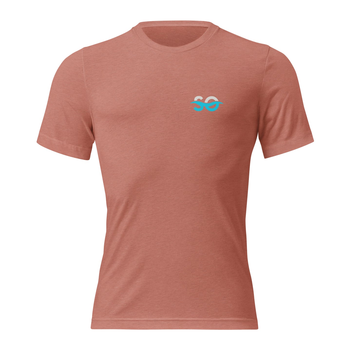 a women's t - shirt with a blue logo on the chest
