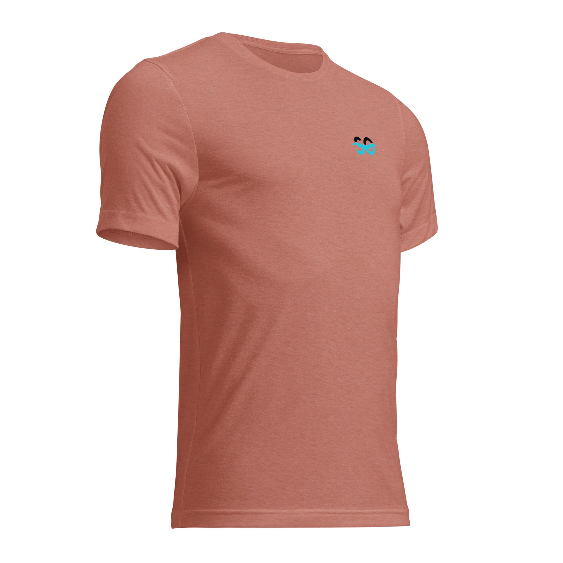 a pink t - shirt with a small blue bird on it