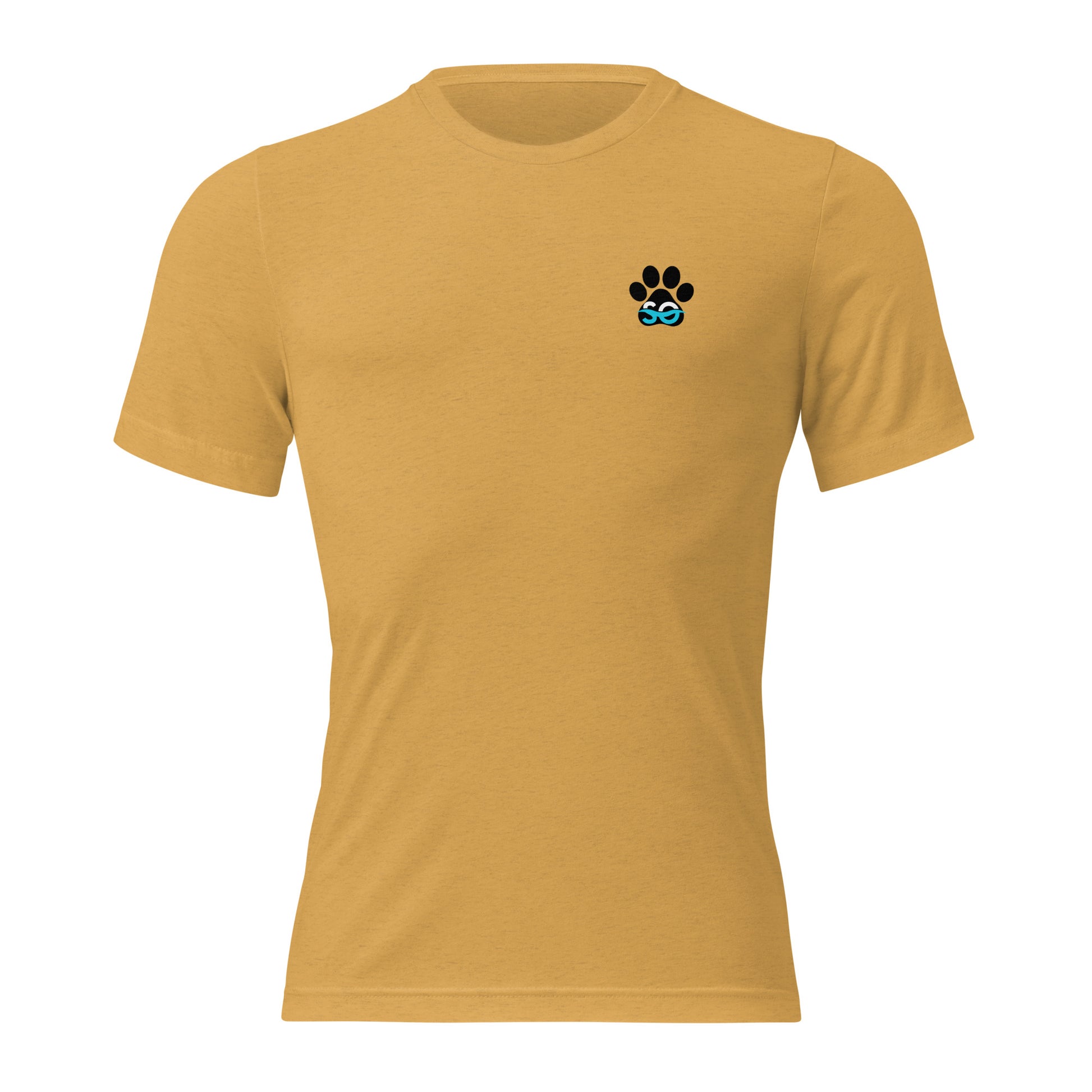 a yellow t - shirt with a dog paw on it