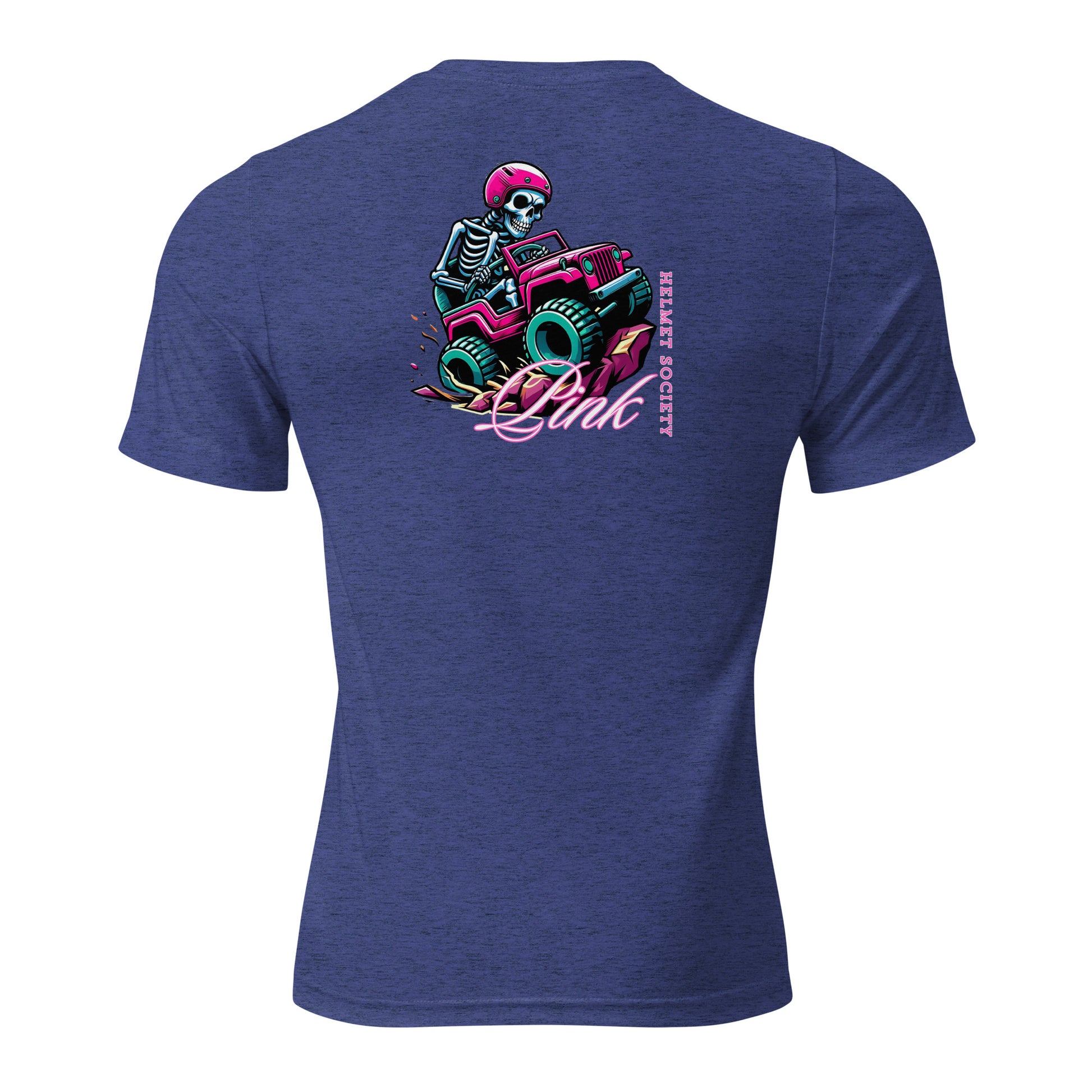 a t - shirt with a skeleton riding a monster truck