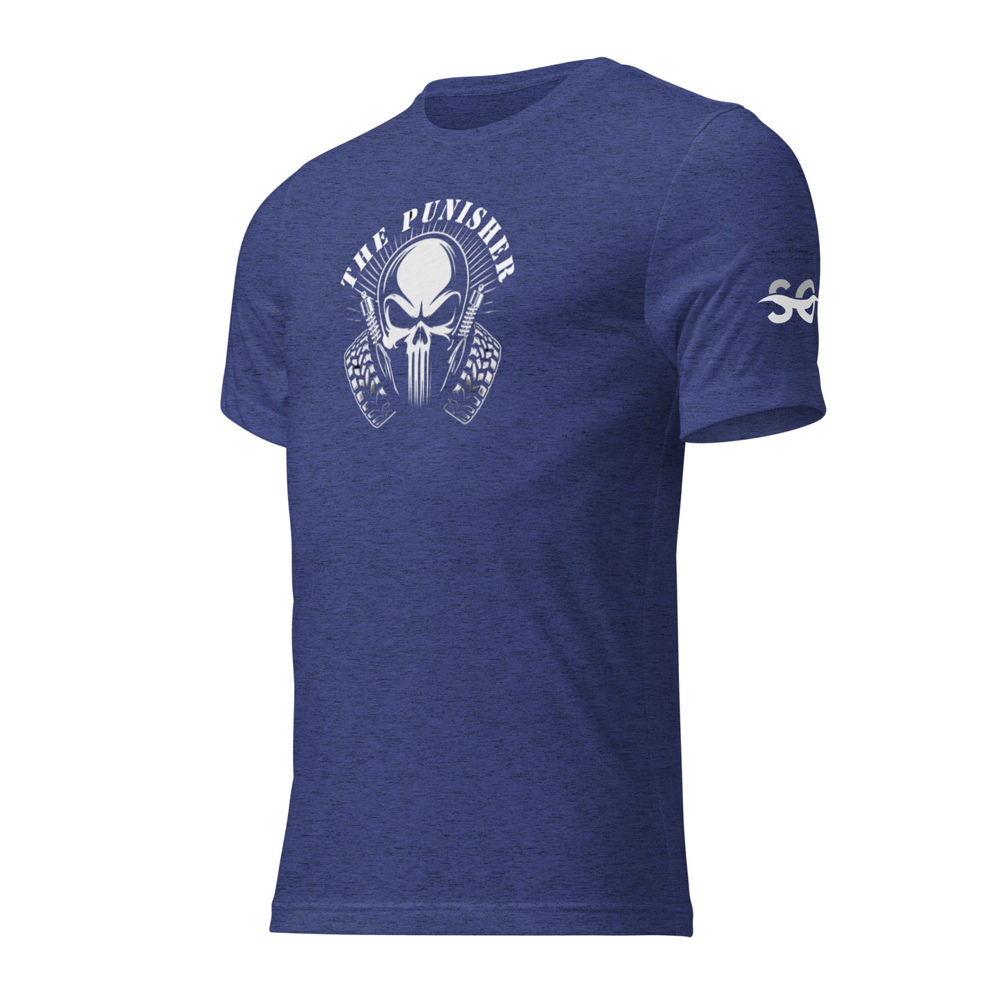 a blue t - shirt with a skull on it