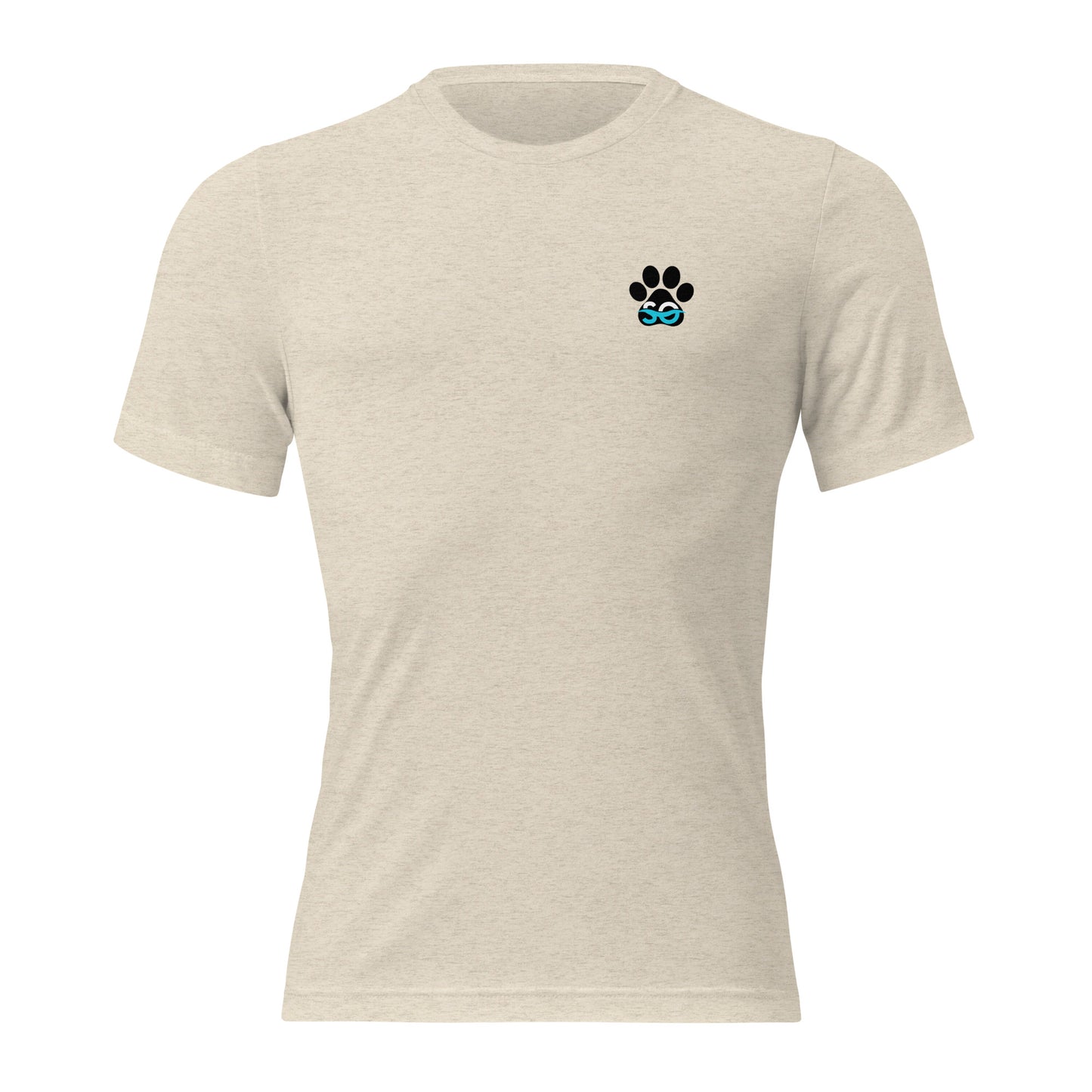 a white t - shirt with a dog paw on it