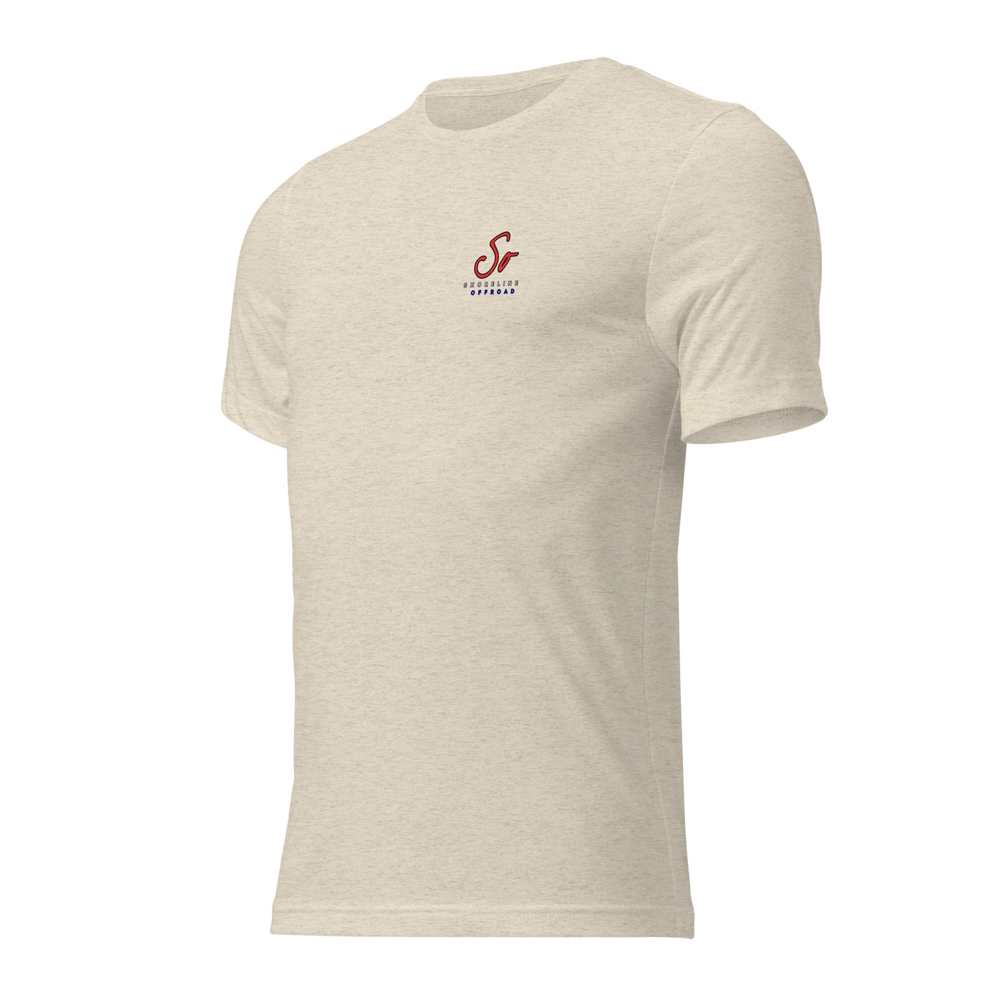 a white t - shirt with a red logo on the chest