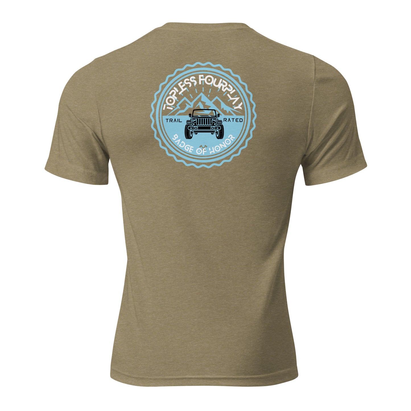 a t - shirt with a truck and mountains in the background