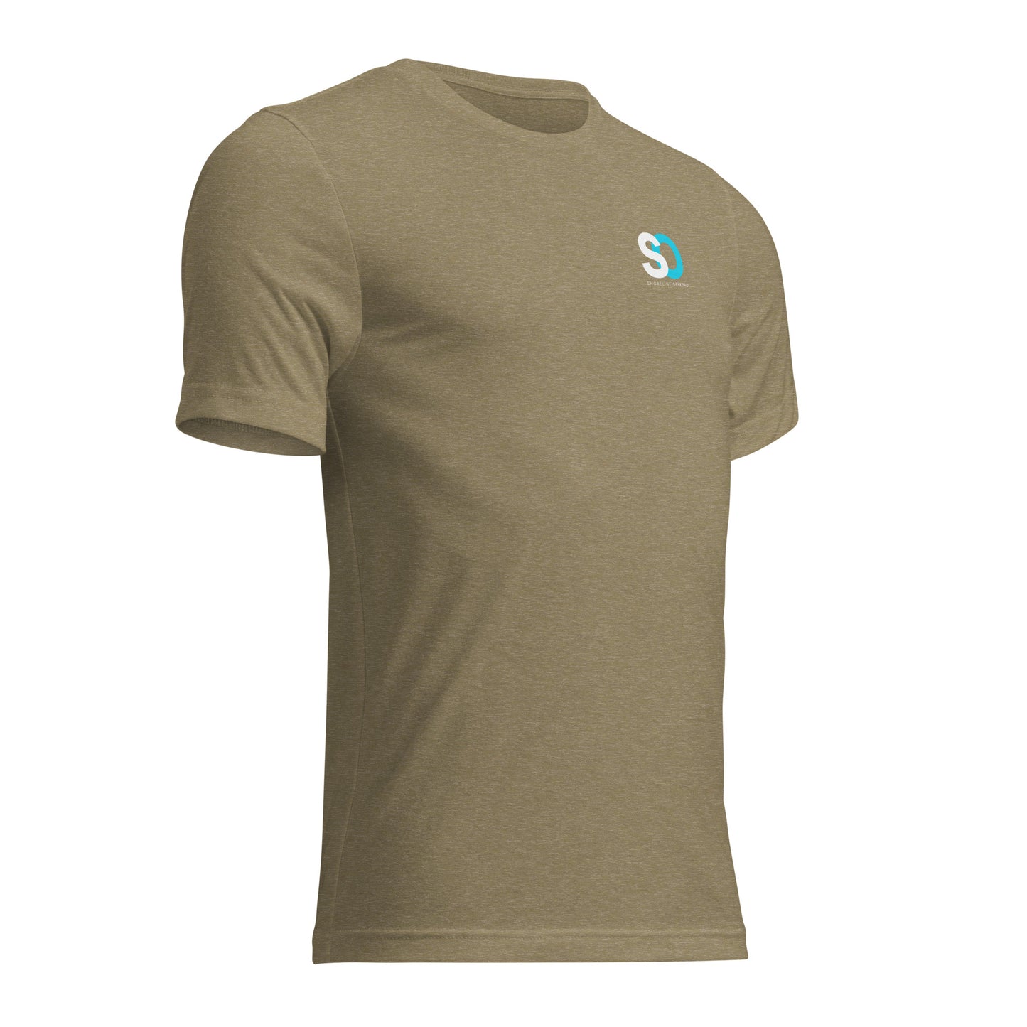 a tan t - shirt with a white s on it