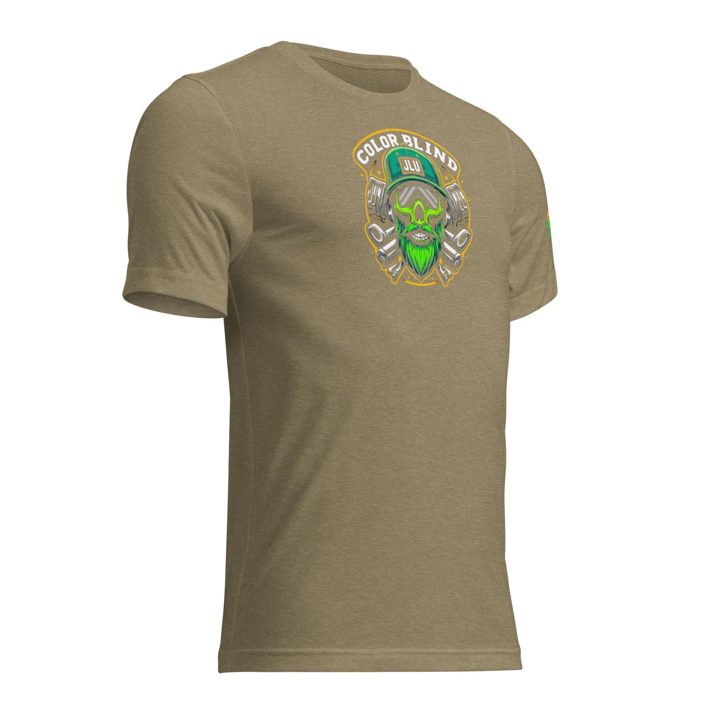 a t - shirt with a green alien head on it