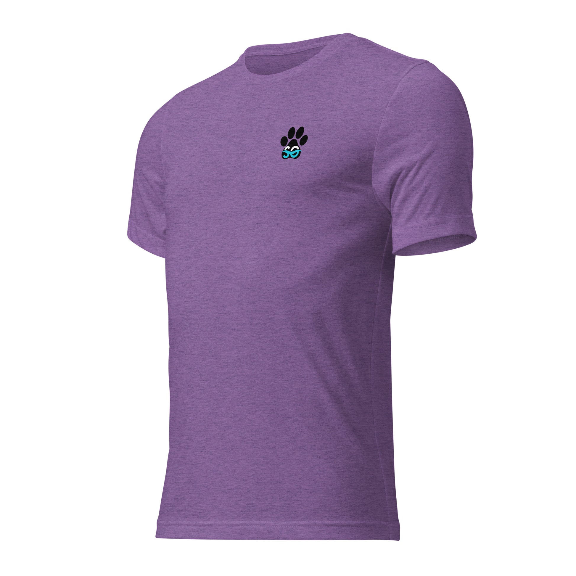 a purple t - shirt with a dog's paw on it