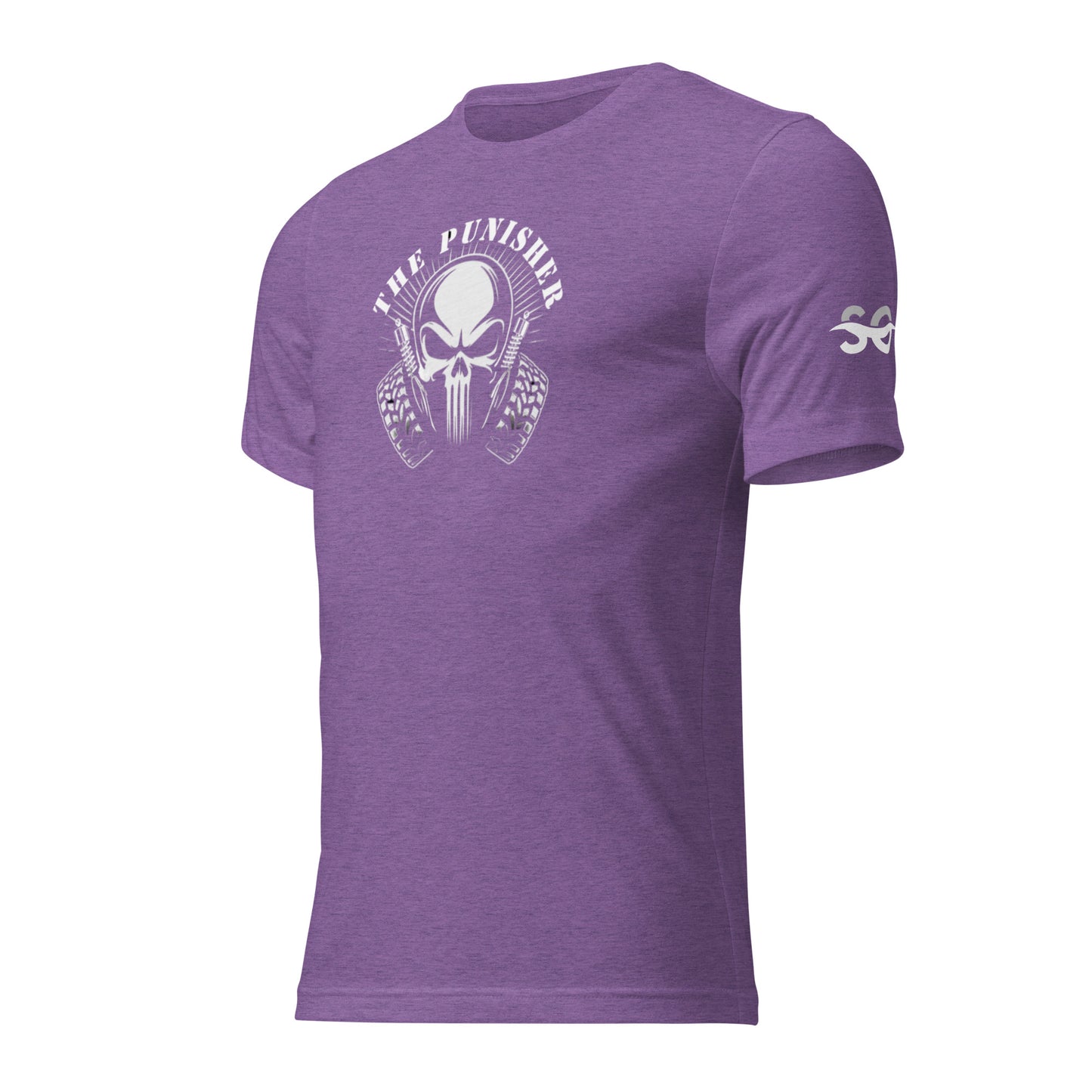 a purple shirt with an image of a skull on it