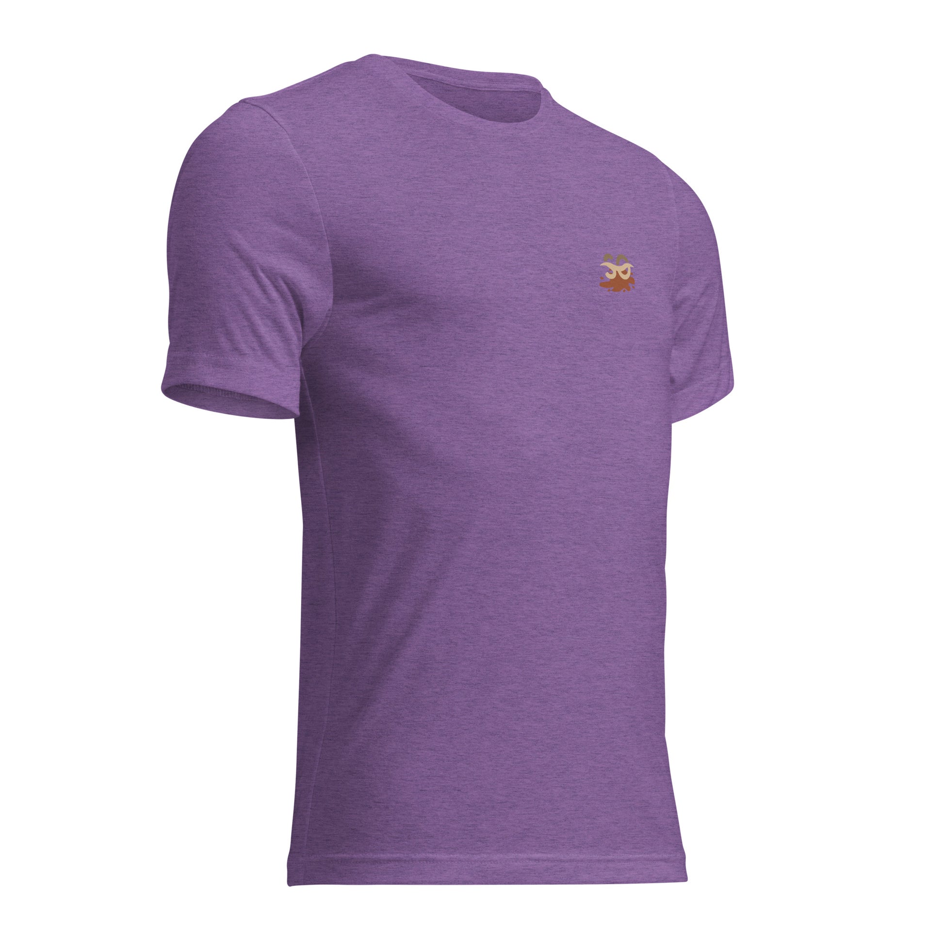 a purple t - shirt with a small cat on the chest