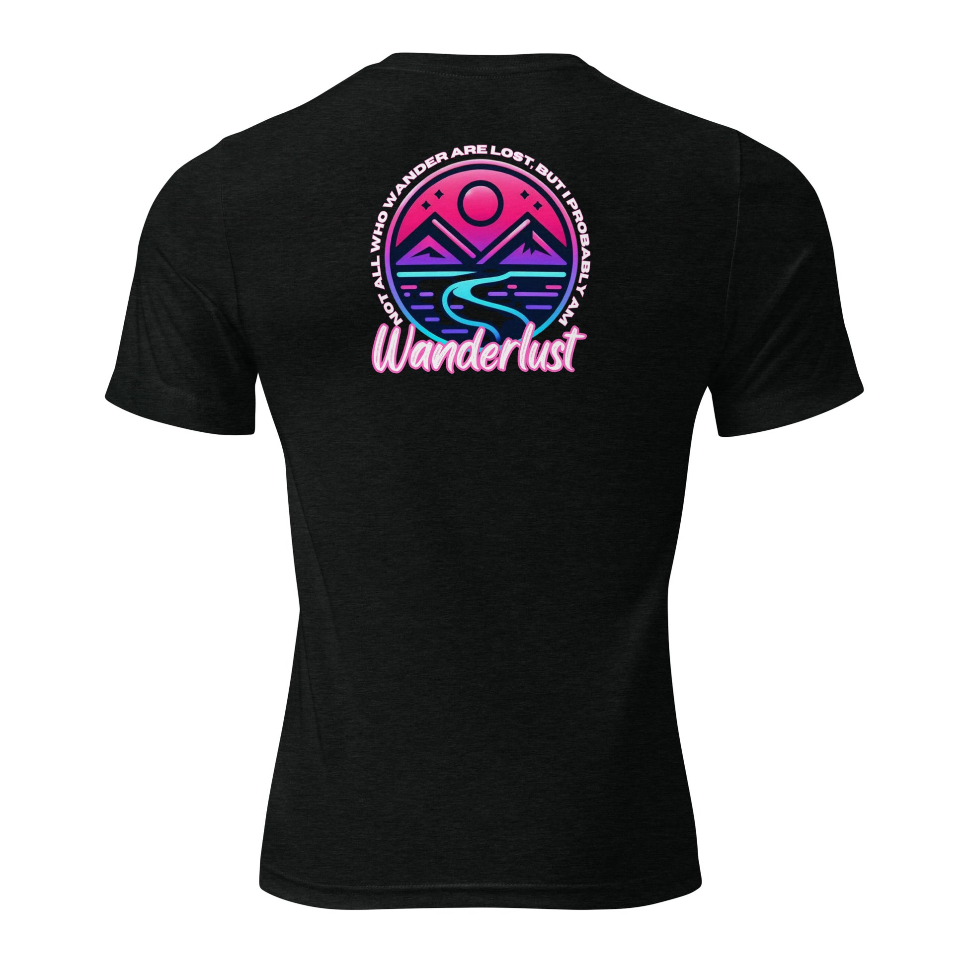 a black t - shirt with the words wanderrust on it