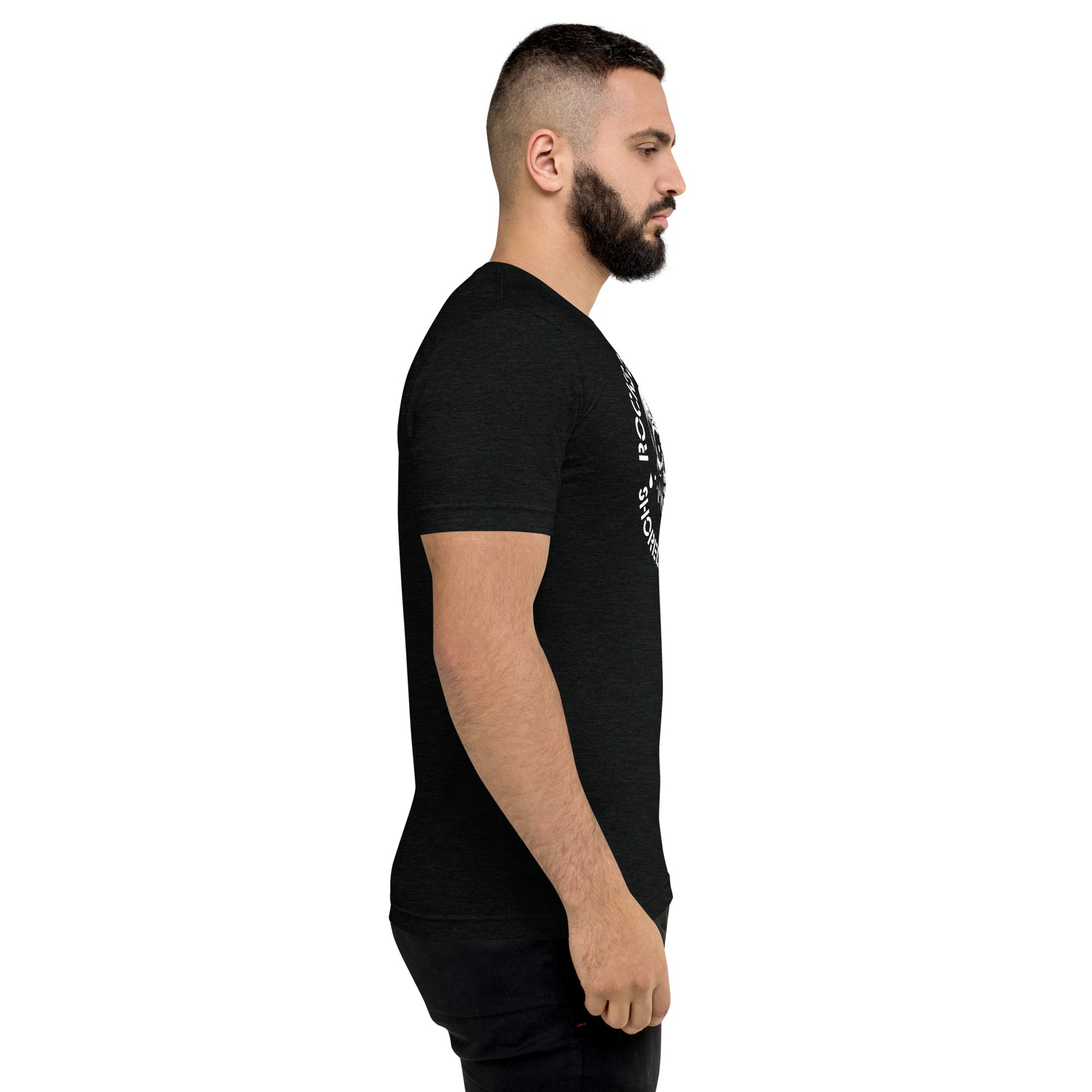 a man with a beard wearing a black shirt