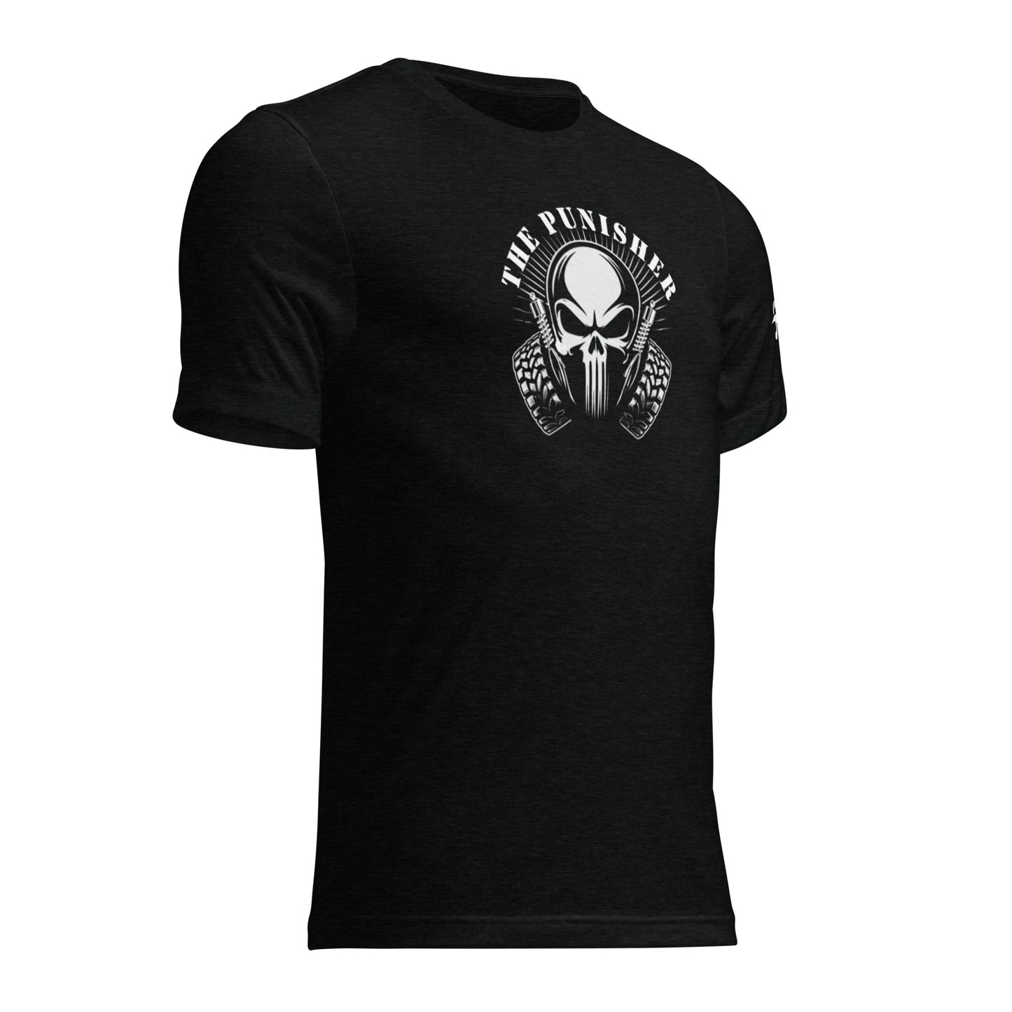 a black t - shirt with an image of a skull on it