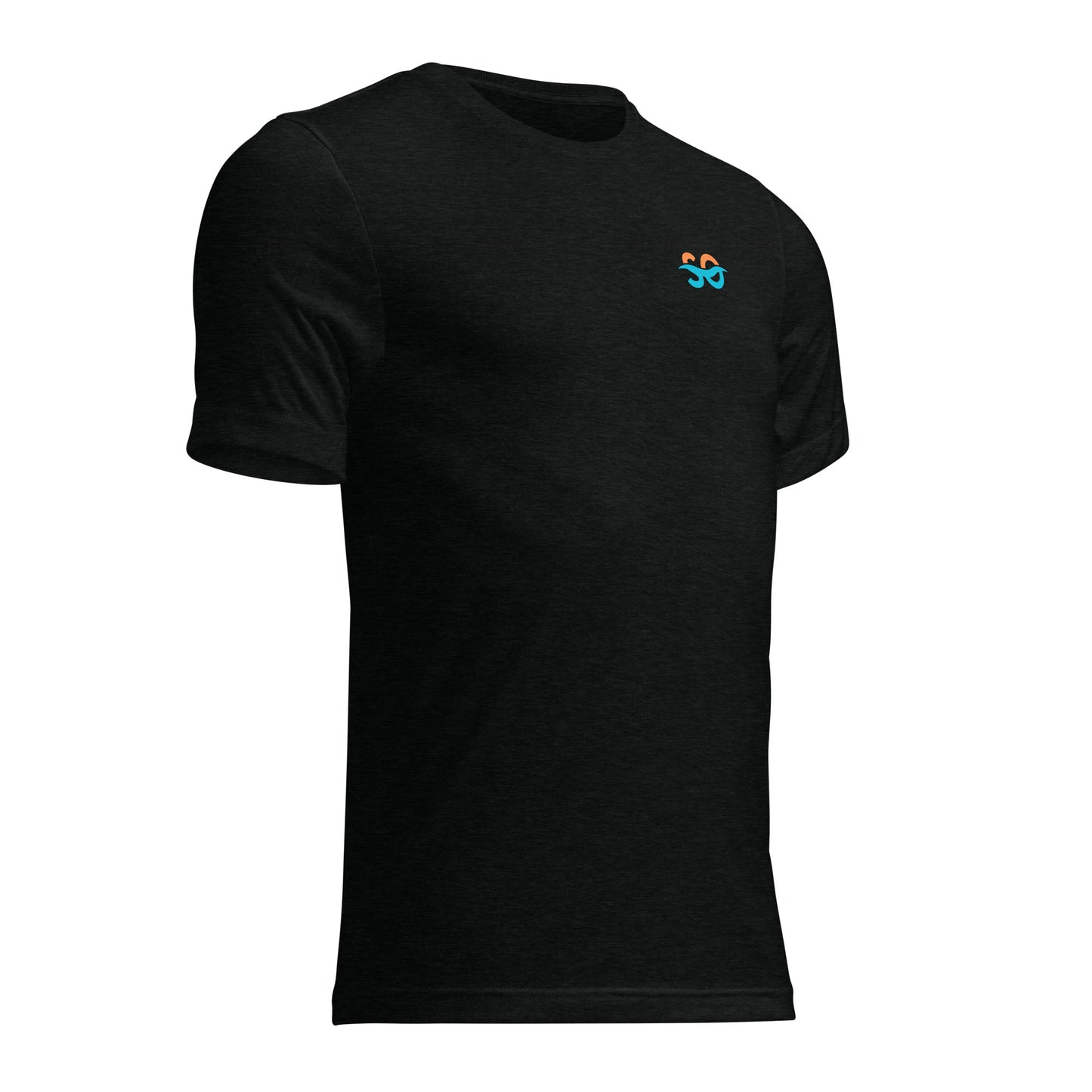 a black t - shirt with a colorful logo on the chest