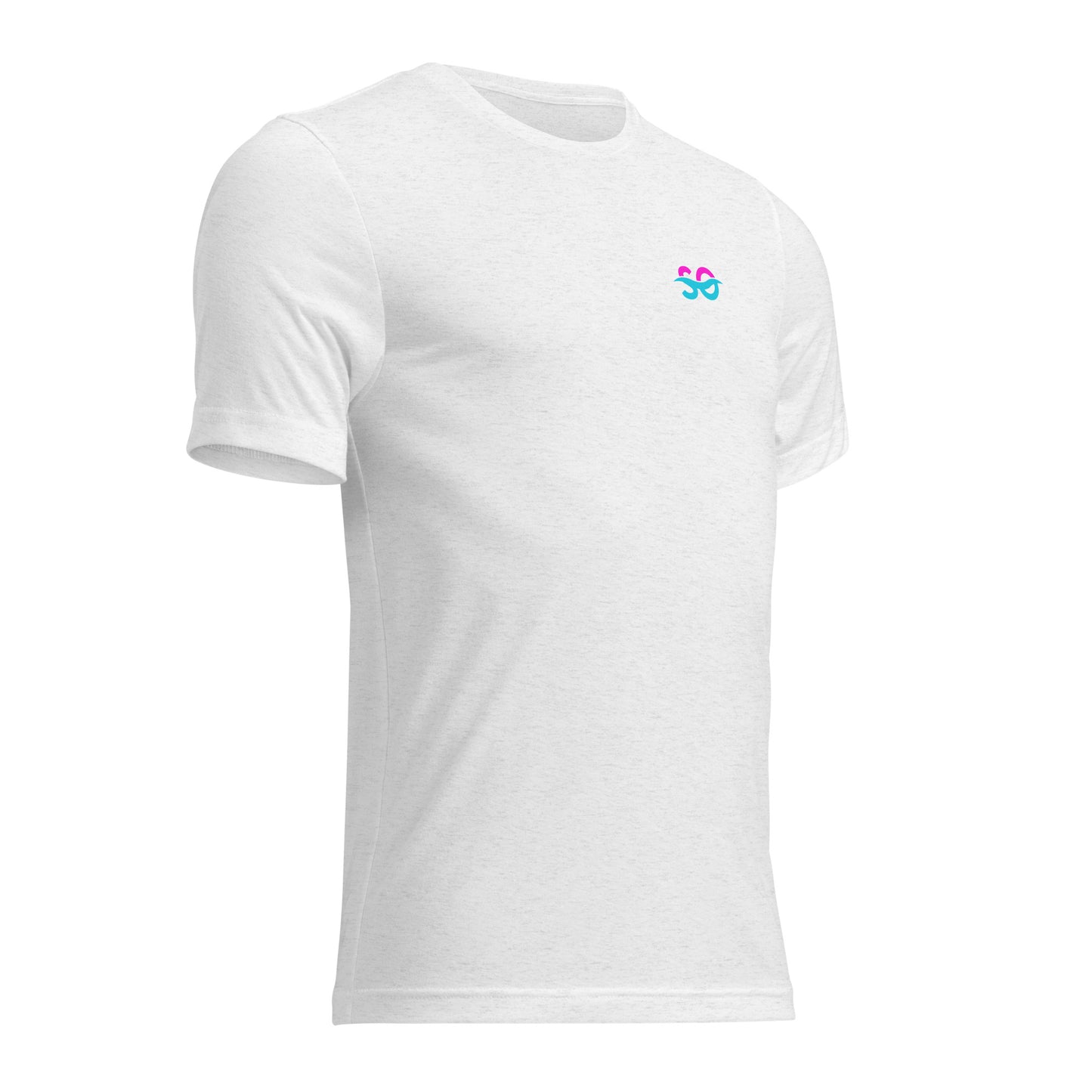 a white t - shirt with a pink flower on the chest