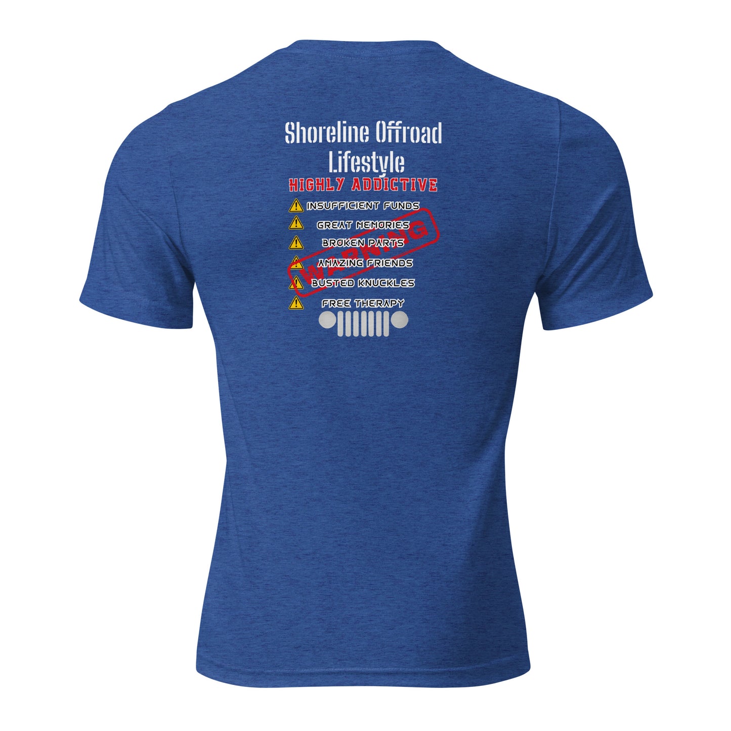 a blue t - shirt with a list of different languages