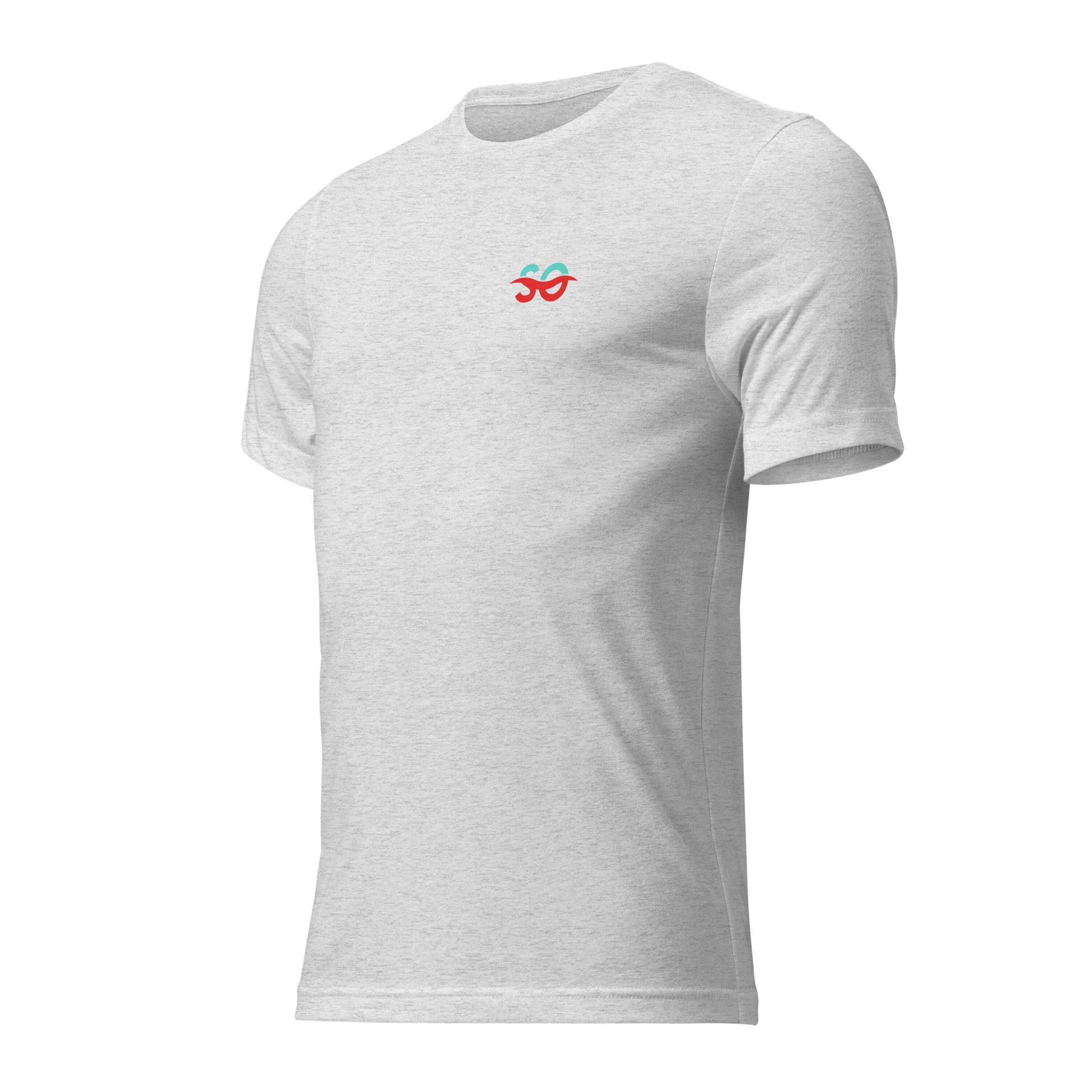 a white t - shirt with a red heart on the chest