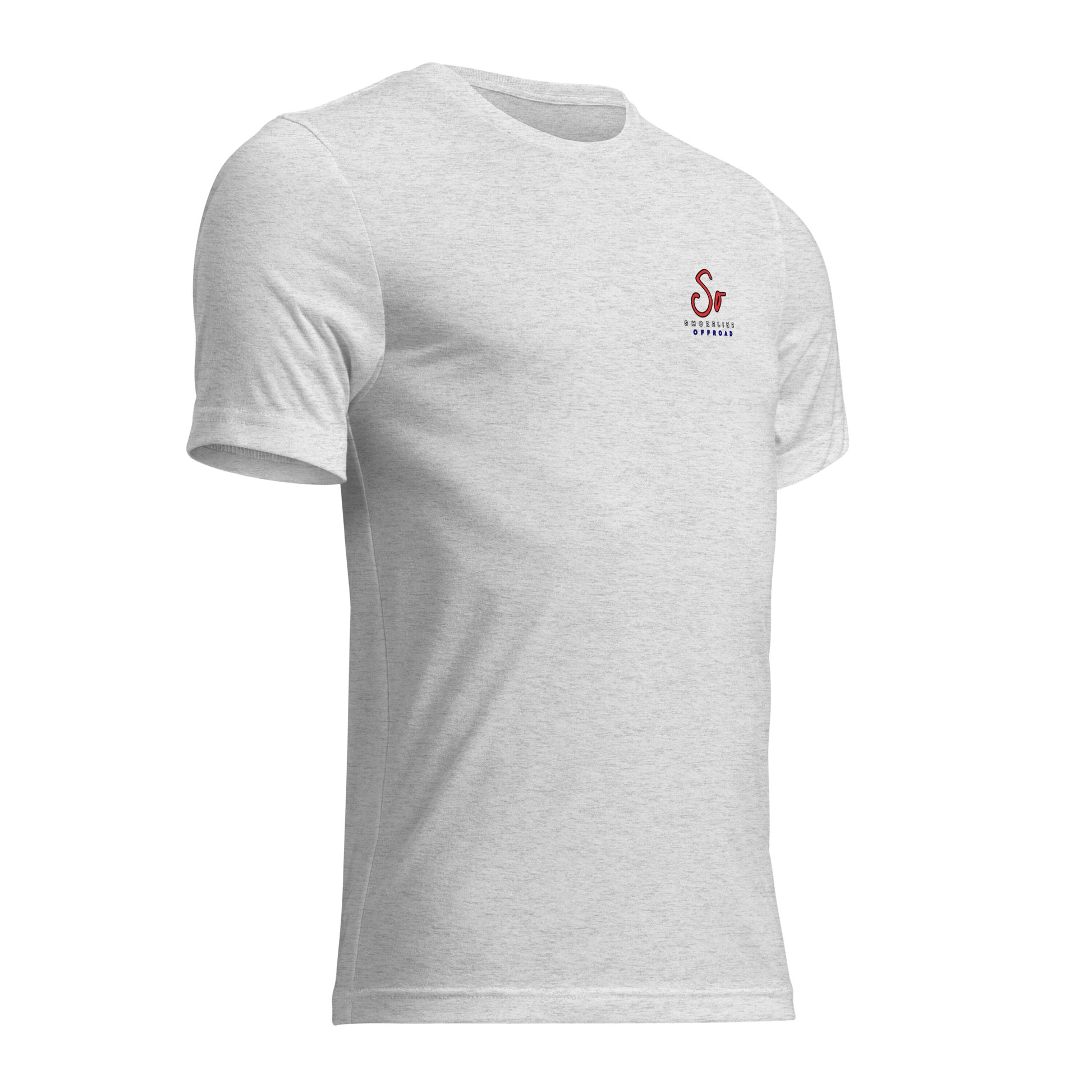 a white t - shirt with a red logo on the chest