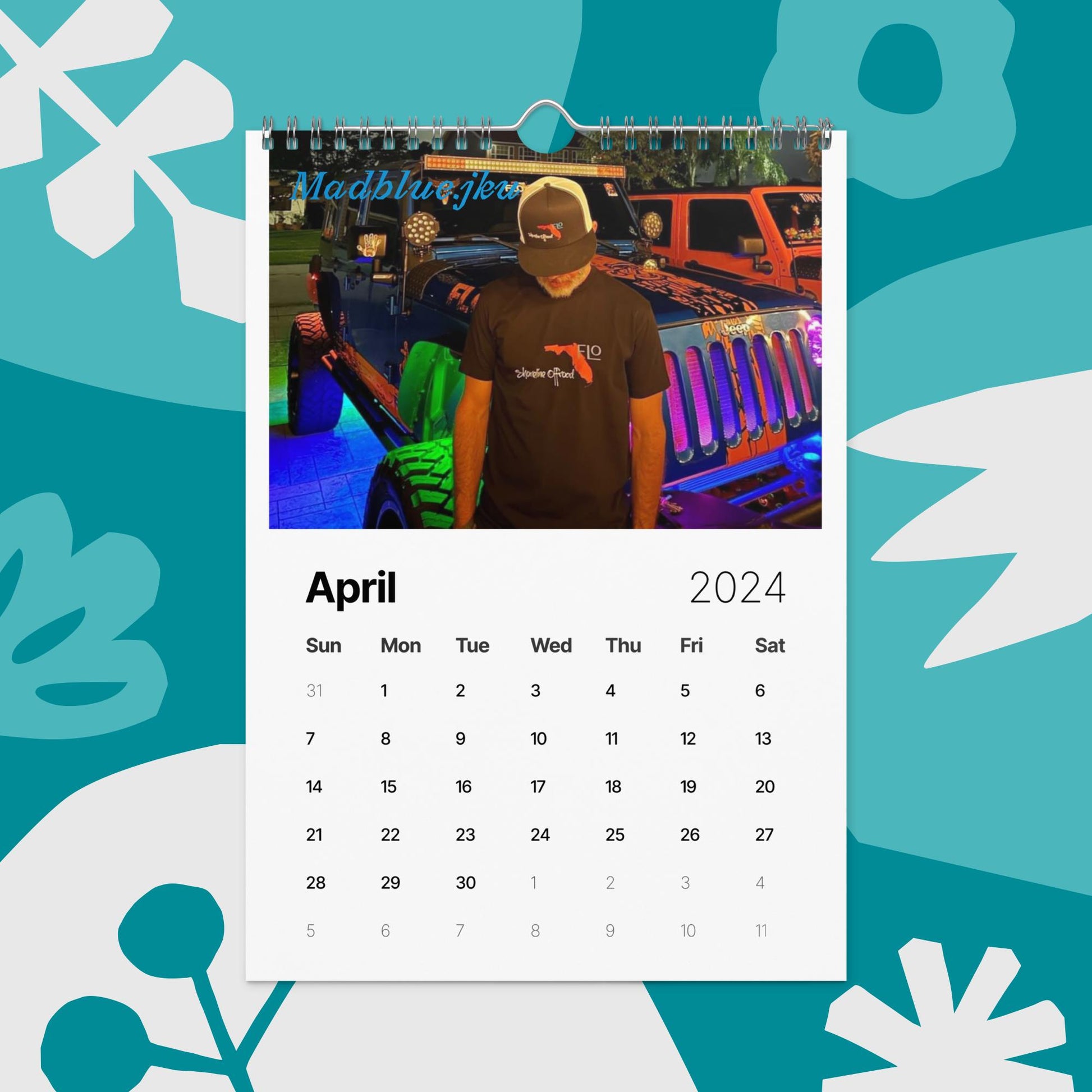 a calendar with a photo of a man