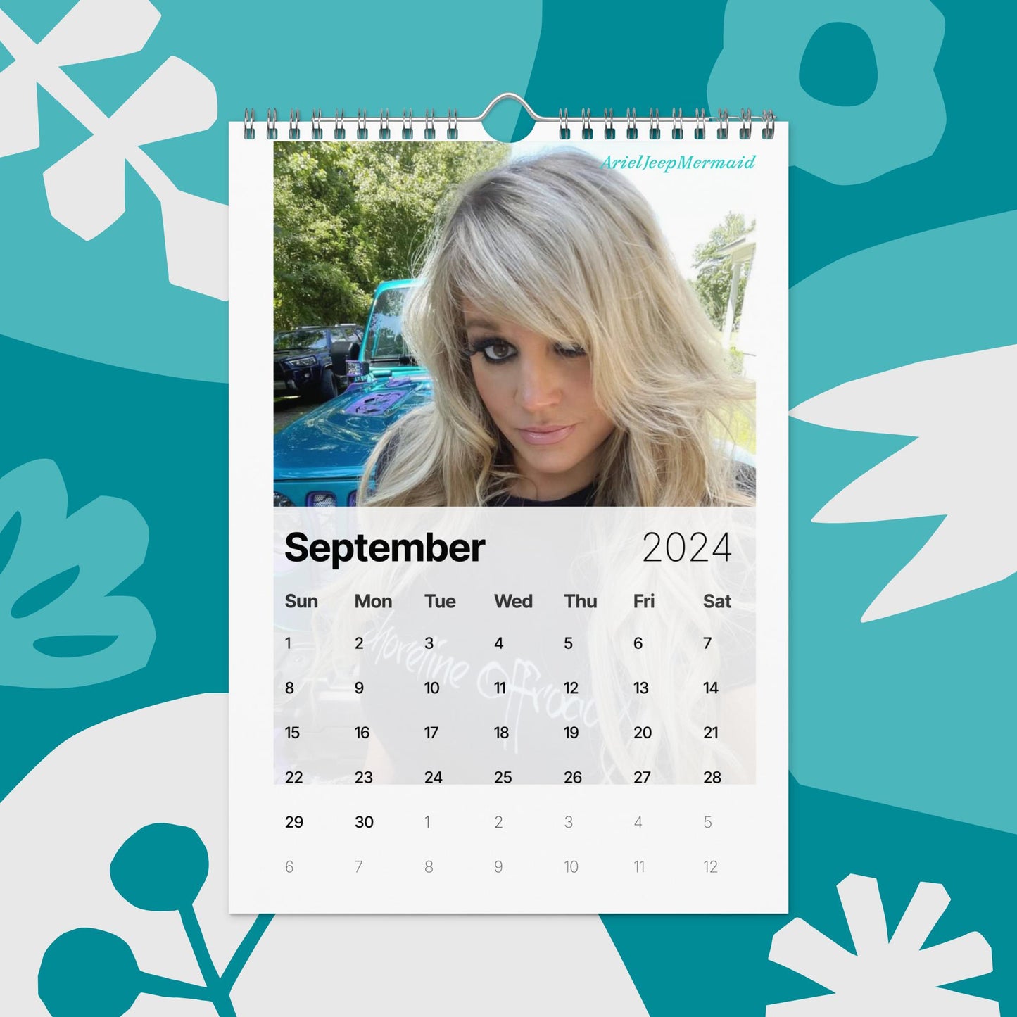 a calendar with a photo of a woman