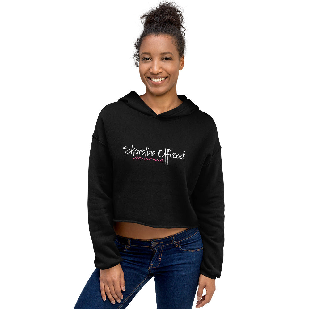 a woman wearing a black hoodie with the words moving forward on it