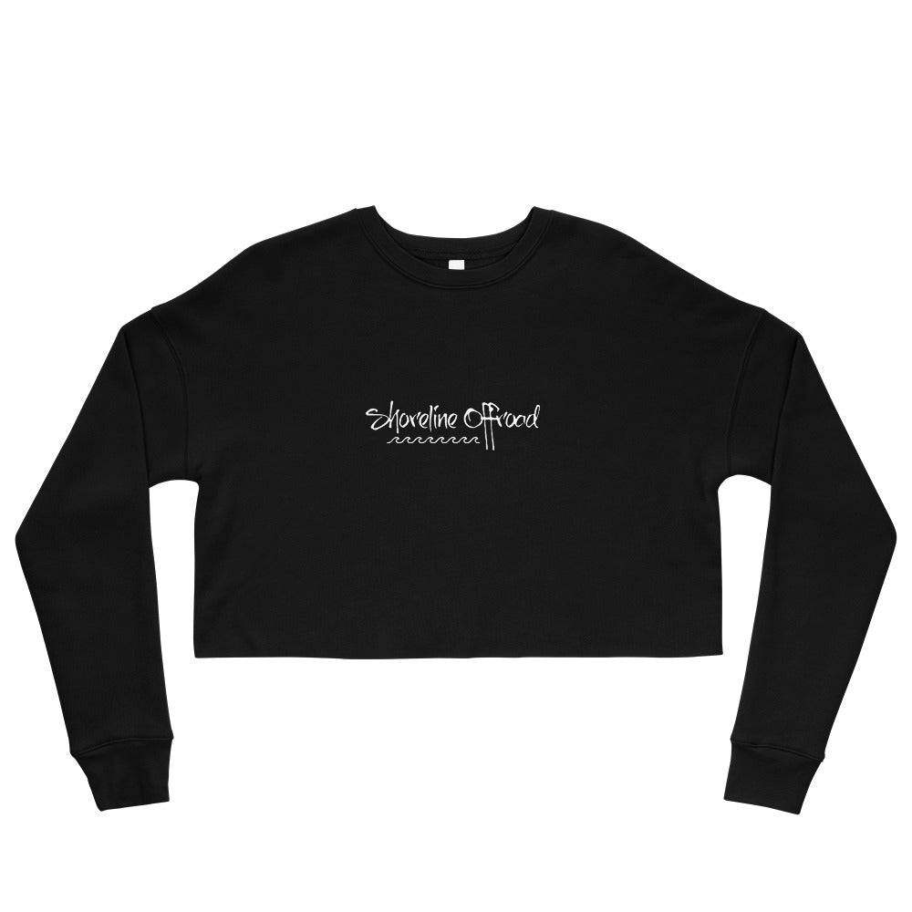 a black crop top with white writing on it