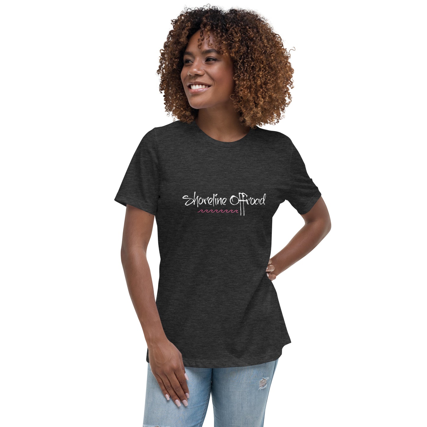 a woman wearing a black t - shirt that says everyone is good