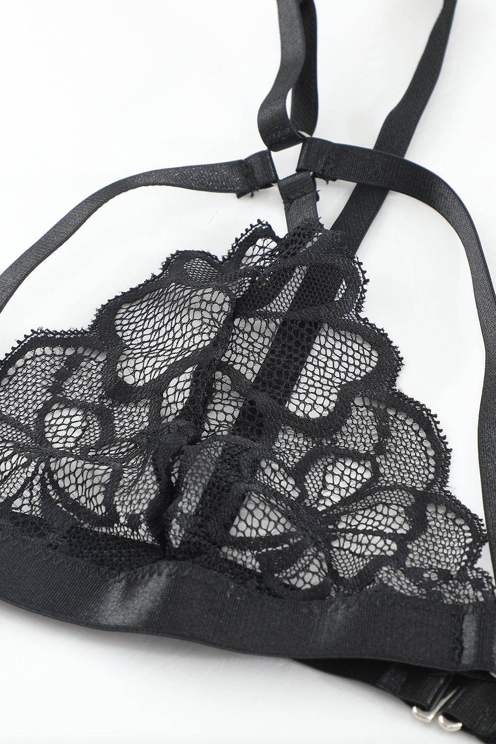 a black bra with a black ribbon around it