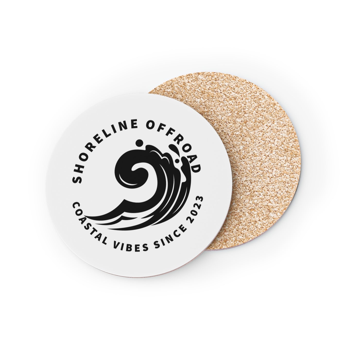 two coasters with the logo for shoreline of florida coastal vibes since 2013