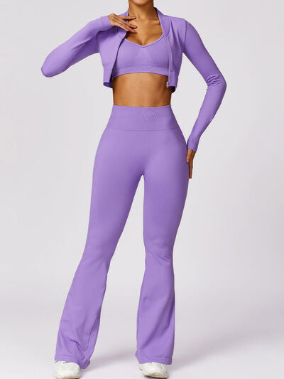 a woman in a purple outfit posing for a picture